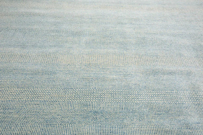 Multi Sizes Blue Hand Knotted Wool and Silk Modern Oriental Area Rug