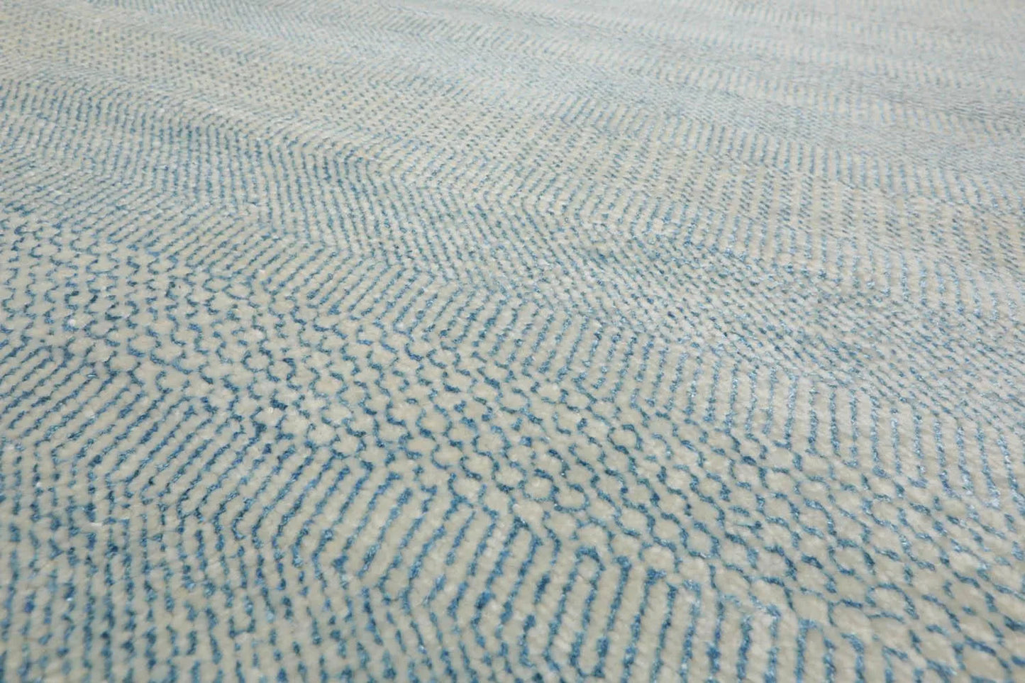 Multi Sizes Blue Hand Knotted Wool and Silk Modern Oriental Area Rug
