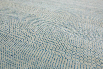 Multi Sizes Blue Hand Knotted Wool and Silk Modern Oriental Area Rug