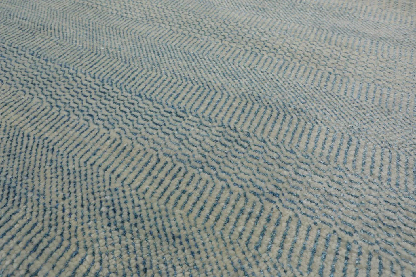 Multi Sizes Blue Hand Knotted Wool and Silk Modern Oriental Area Rug