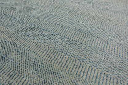 Multi Sizes Blue Hand Knotted Wool and Silk Modern Oriental Area Rug