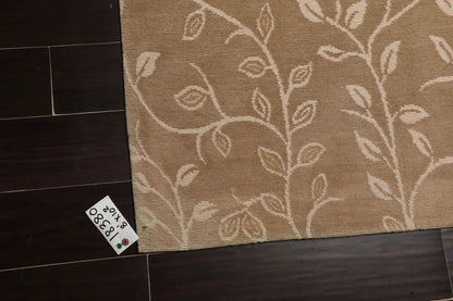 8x10 Tone On Tone Beige Hand Knotted Tibetan 100% Wool Lapchi Transitional Oriental Area Rug