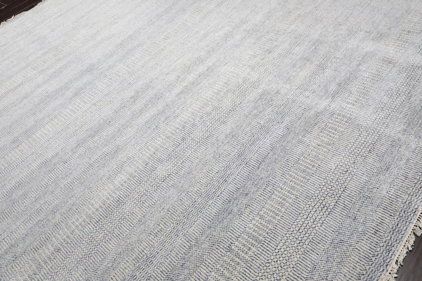 Multi Sizes Blue Hand Knotted Wool and Silk Modern Oriental Area Rug