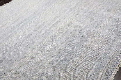 Multi Sizes Blue Hand Knotted Wool and Silk Modern Oriental Area Rug