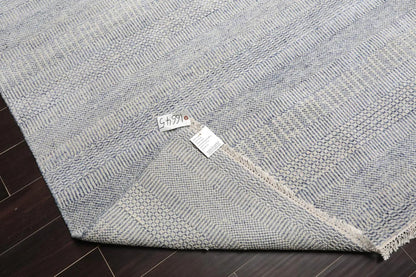 Multi Sizes Blue Hand Knotted Wool and Silk Modern Oriental Area Rug