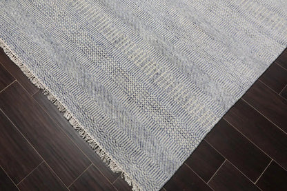 Multi Sizes Blue Hand Knotted Wool and Silk Modern Oriental Area Rug