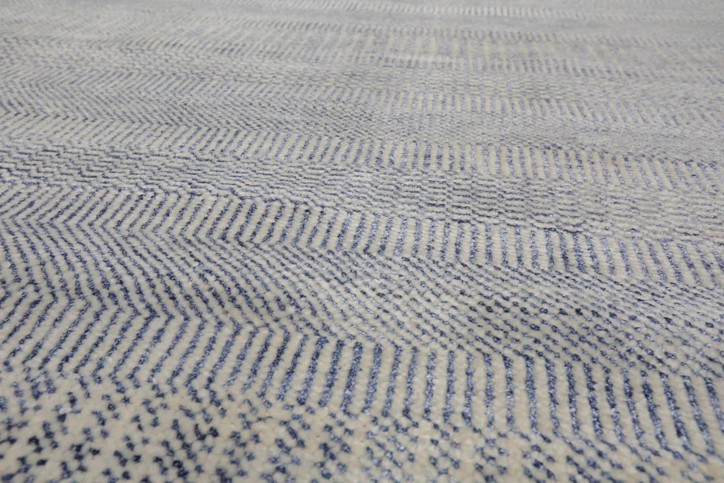 Multi Sizes Blue Hand Knotted Wool and Silk Modern Oriental Area Rug