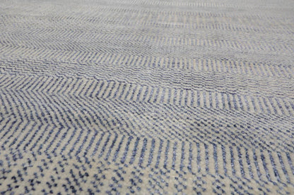 Multi Sizes Blue Hand Knotted Wool and Silk Modern Oriental Area Rug