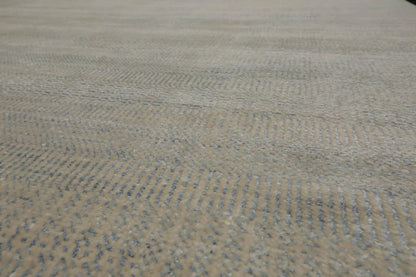Multi Sizes Beige Hand Knotted Wool and Silk Modern Oriental Area Rug