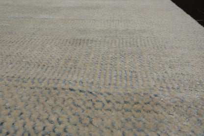 Multi Sizes Beige Hand Knotted Wool and Silk Modern Oriental Area Rug