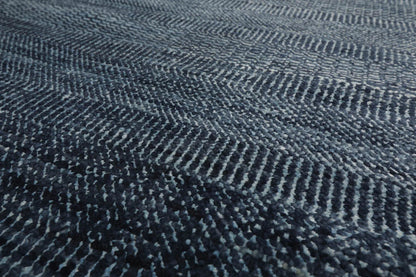 Multi Sizes Hand Knotted Wool and Silk  Modern & Contemporary  Oriental Area Rug Blue,Gray Color