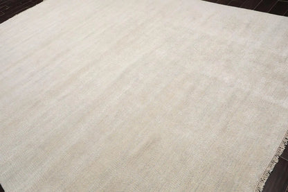 Multi Sizes Beige Hand Knotted Wool and Silk Modern Oriental Area Rug