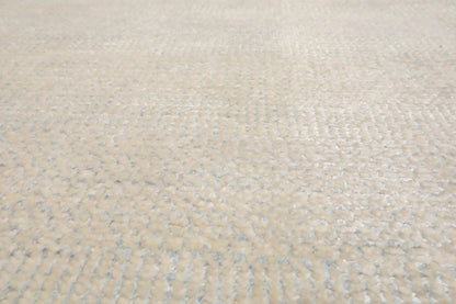 Multi Sizes Beige Hand Knotted Wool and Silk Modern Oriental Area Rug