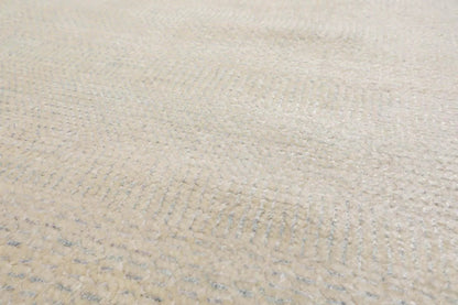 Multi Sizes Beige Hand Knotted Wool and Silk Modern Oriental Area Rug