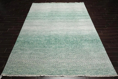 9’ x 12’ Hand Knotted 100% Wool Modern Oriental Area Rug Green, Beige, Gray
