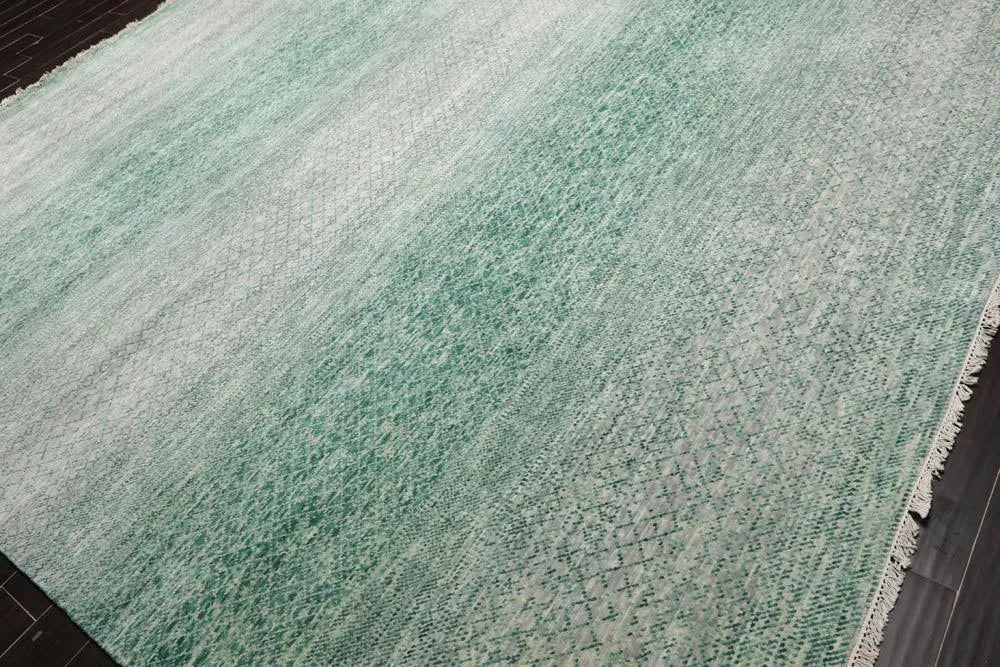 9’ x 12’ Hand Knotted 100% Wool Modern Oriental Area Rug Green, Beige, Gray