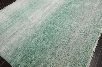 9’ x 12’ Hand Knotted 100% Wool Modern Oriental Area Rug Green, Beige, Gray