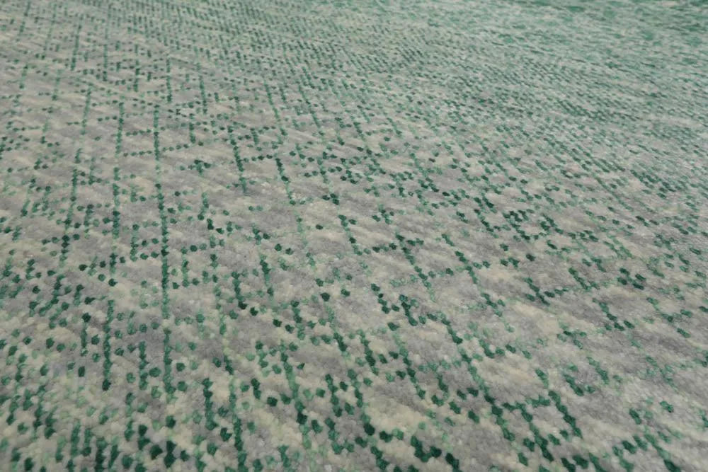 9’ x 12’ Hand Knotted 100% Wool Modern Oriental Area Rug Green, Beige, Gray