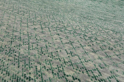 9’ x 12’ Hand Knotted 100% Wool Modern Oriental Area Rug Green, Beige, Gray