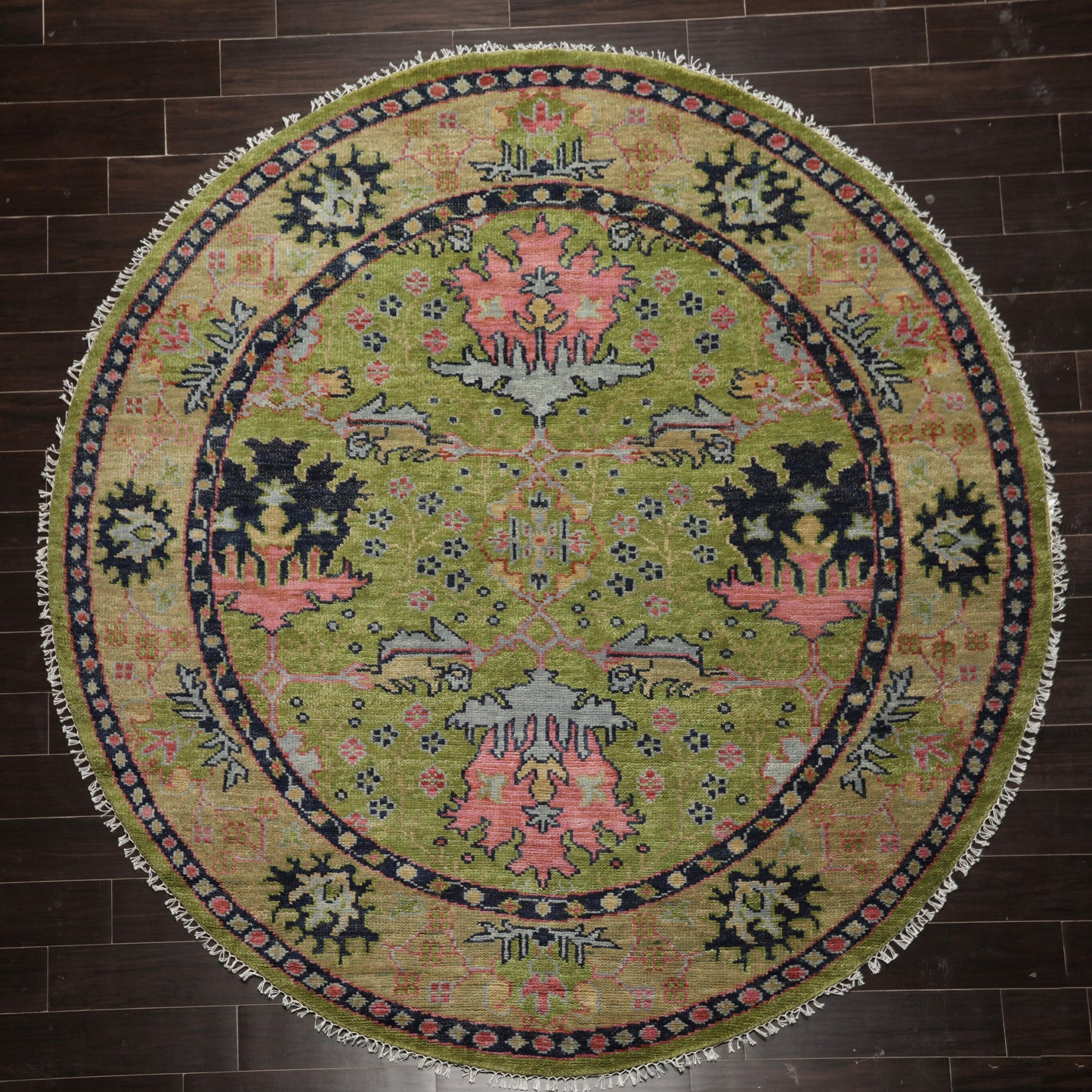 Multi Sizes Green, Pink Hand Knotted Muted Turkish Oushak 100% Wool Traditional Oriental Area Rug