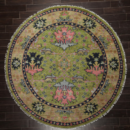 Multi Sizes Green, Pink Hand Knotted Muted Turkish Oushak 100% Wool Traditional Oriental Area Rug