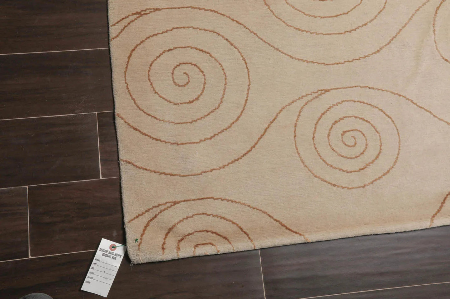 8x10 Beige,Gold Hand Knotted Tibetan Wool and Silk Tufenkian Modern & Contemporary Oriental Area Rug