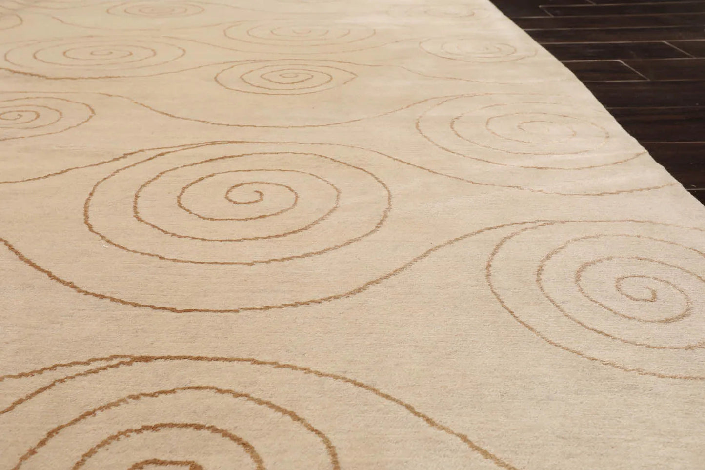 8x10 Beige,Gold Hand Knotted Tibetan Wool and Silk Tufenkian Modern & Contemporary Oriental Area Rug