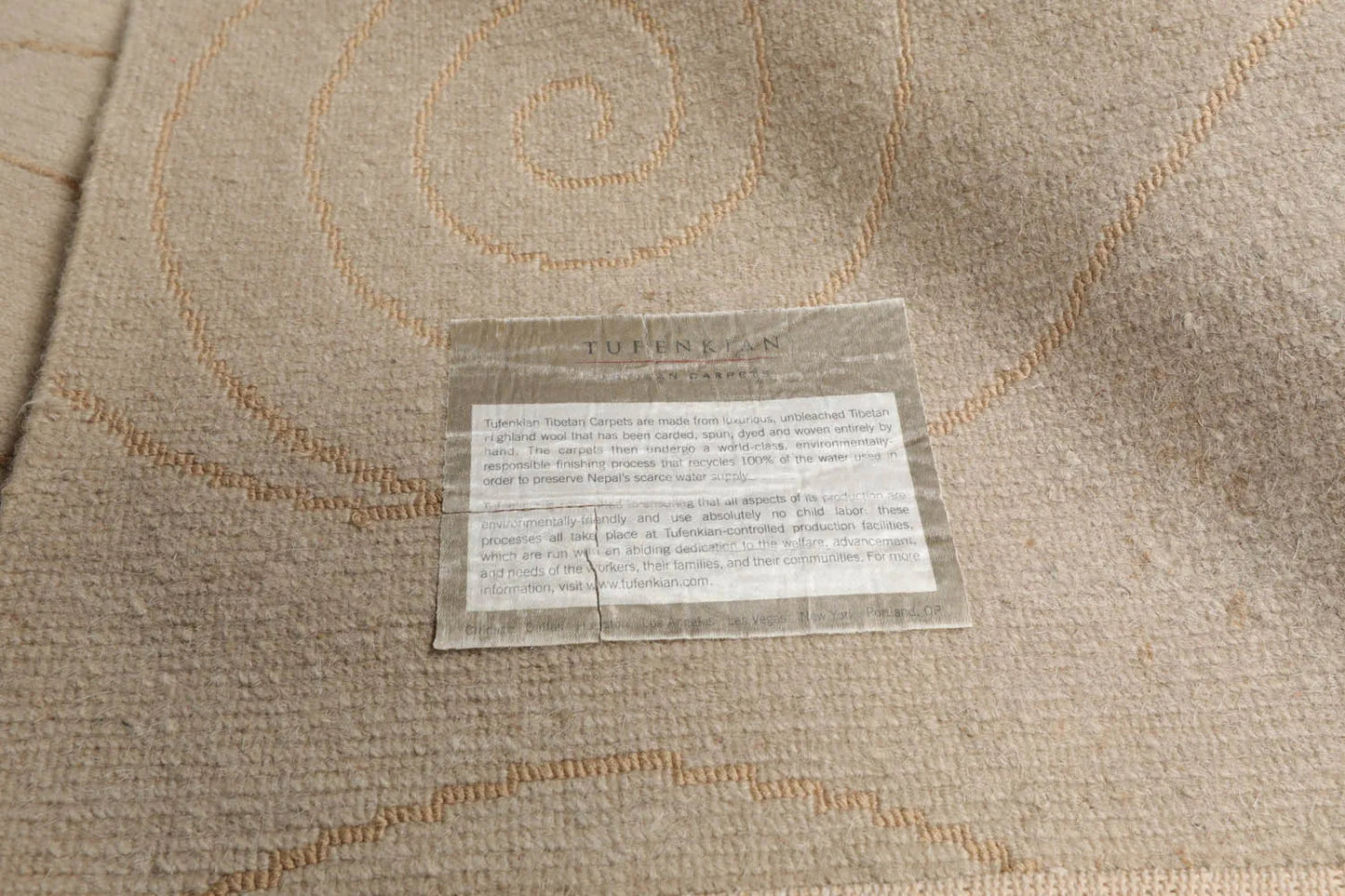 8x10 Beige,Gold Hand Knotted Tibetan Wool and Silk Tufenkian Modern & Contemporary Oriental Area Rug