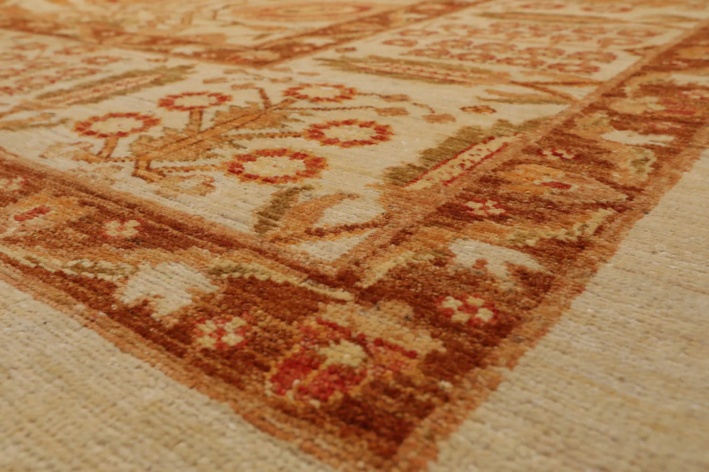 10x14 Ivory, Brown Hand Knotted 100% Wool Peshawar Traditional Oriental Area Rug