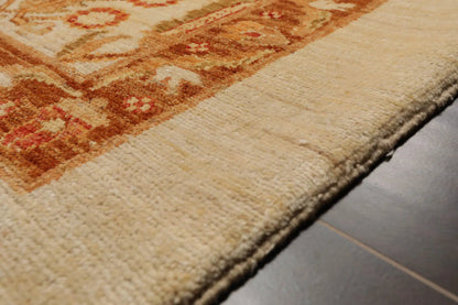 10x14 Ivory, Brown Hand Knotted 100% Wool Peshawar Traditional Oriental Area Rug