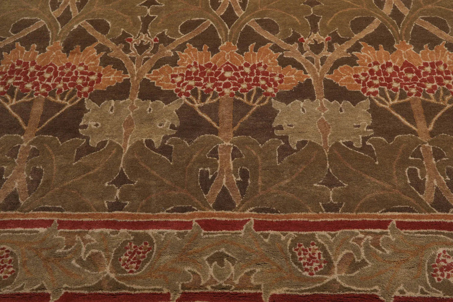 Multi Size Green, Sage Hand Tufted Hand Made 100% Wool William Morris Transitional Oriental Area Rug