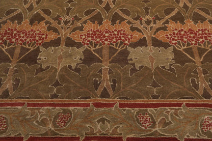 Multi Size Green, Sage Hand Tufted Hand Made 100% Wool William Morris Transitional Oriental Area Rug