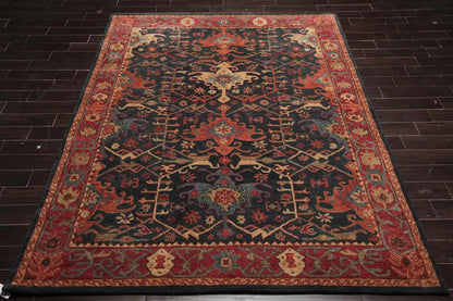 Handmade Multi Size 100% Wool Dark Blue Oriental Area Rug