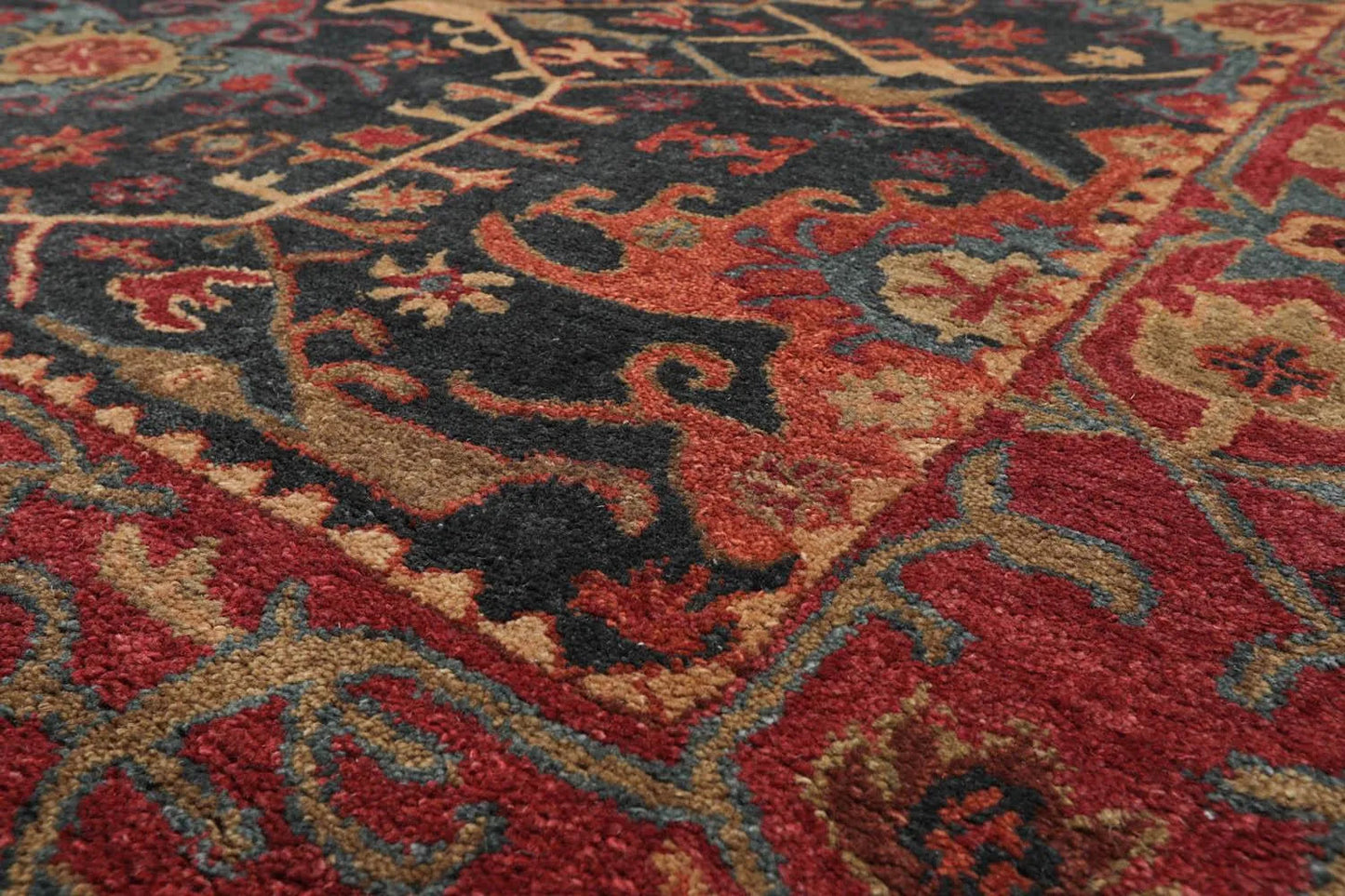 Handmade Multi Size 100% Wool Dark Blue Oriental Area Rug