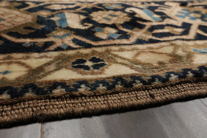 13'3"x16'9" Palace Ivory, Midnight Blue Hand Knotted 100% Wool Mahal Traditional Oriental Area Rug