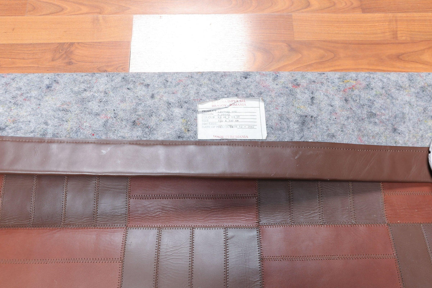 4'4" x 6'3" Hand Woven Rare Ultra Hip Designer Leather Flatweave Area rug Brown