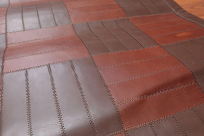 4'4" x 6'3" Hand Woven Rare Ultra Hip Designer Leather Flatweave Area rug Brown