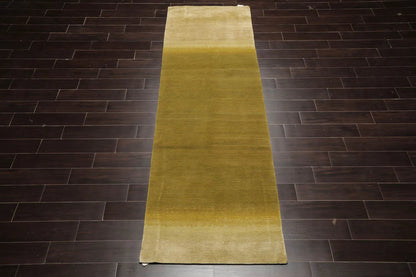 3'1''x12'1'' Runner Olive, Green Hand Knotted Tibetan 100% Wool ombre Modern & Contemporary Oriental Area Rug