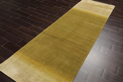 3'1''x12'1'' Runner Olive, Green Hand Knotted Tibetan 100% Wool ombre Modern & Contemporary Oriental Area Rug