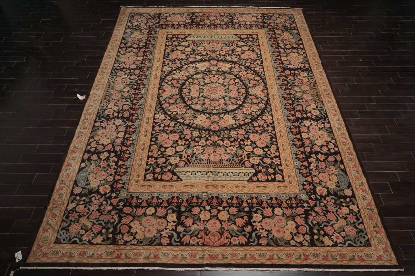Multi Size Chocolate, Tan Hand Knotted Aubusson Savonnerie 100% Wool Traditional Oriental Area Rug