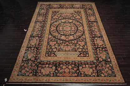 Multi Size Chocolate, Tan Hand Knotted Aubusson Savonnerie 100% Wool Traditional Oriental Area Rug