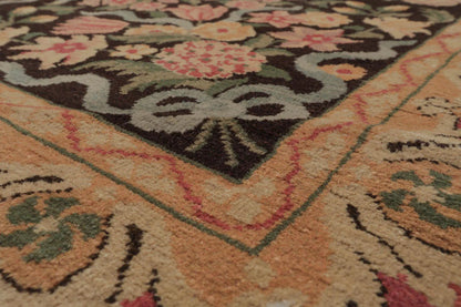 Multi Size Chocolate, Tan Hand Knotted Aubusson Savonnerie 100% Wool Traditional Oriental Area Rug
