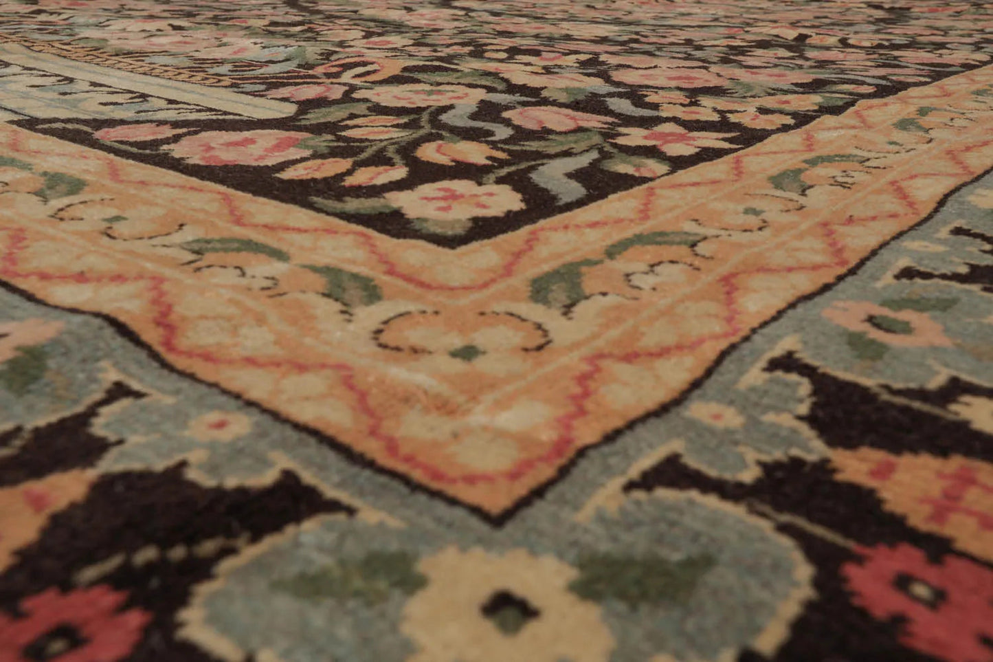 Multi Size Chocolate, Tan Hand Knotted Aubusson Savonnerie 100% Wool Traditional Oriental Area Rug