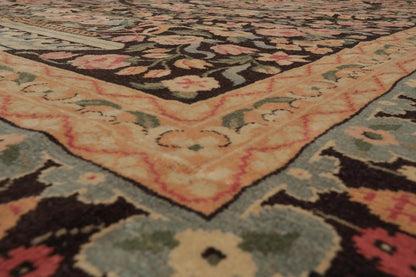 Multi Size Chocolate, Tan Hand Knotted Aubusson Savonnerie 100% Wool Traditional Oriental Area Rug