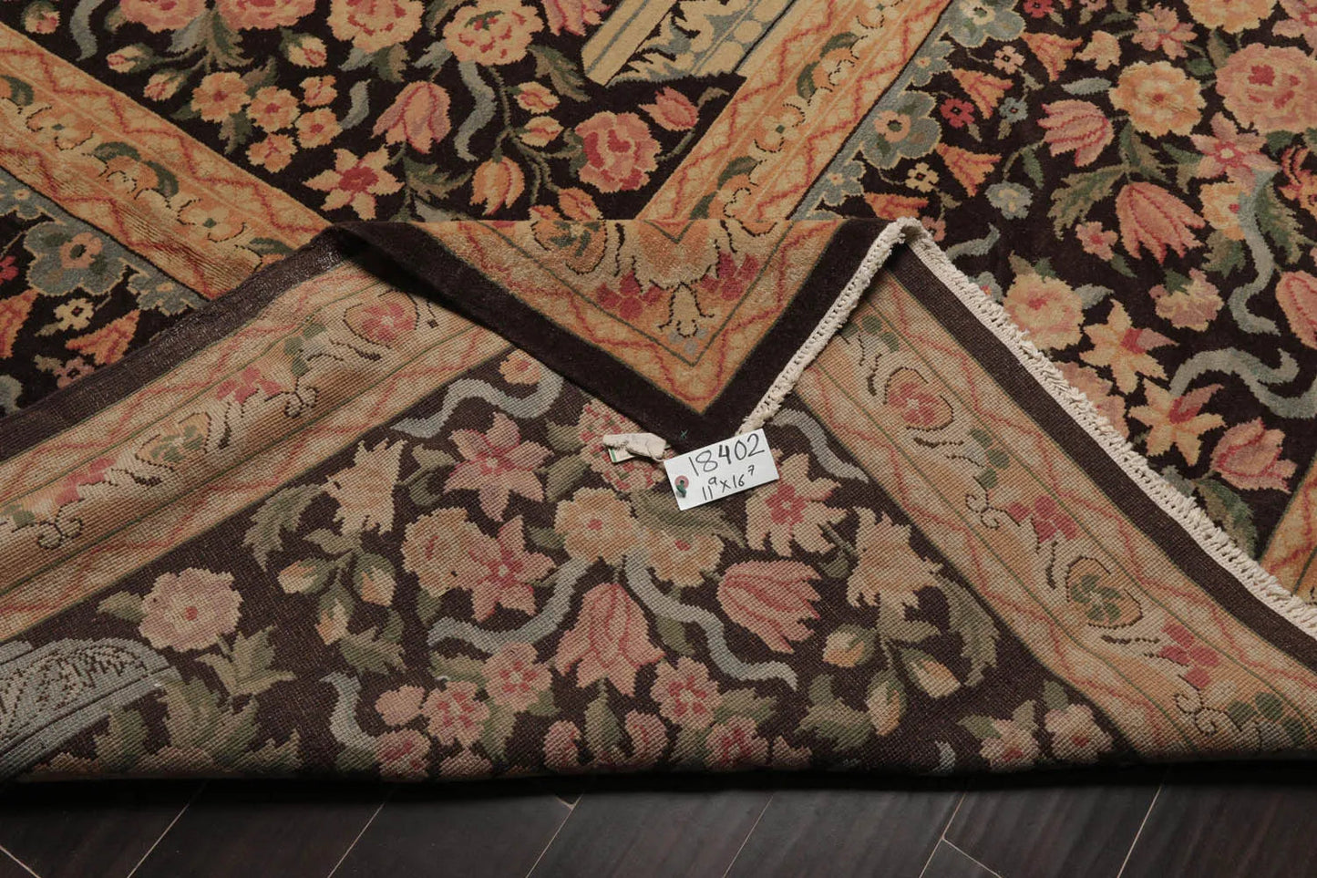 Multi Size Chocolate, Tan Hand Knotted Aubusson Savonnerie 100% Wool Traditional Oriental Area Rug