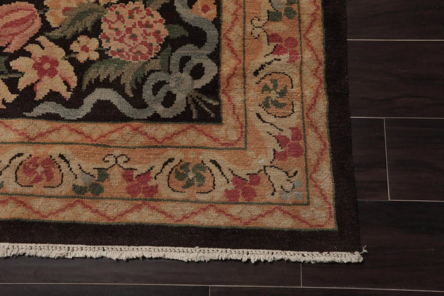 Multi Size Chocolate, Tan Hand Knotted Aubusson Savonnerie 100% Wool Traditional Oriental Area Rug