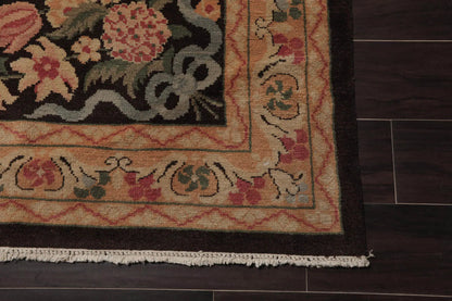 Multi Size Chocolate, Tan Hand Knotted Aubusson Savonnerie 100% Wool Traditional Oriental Area Rug