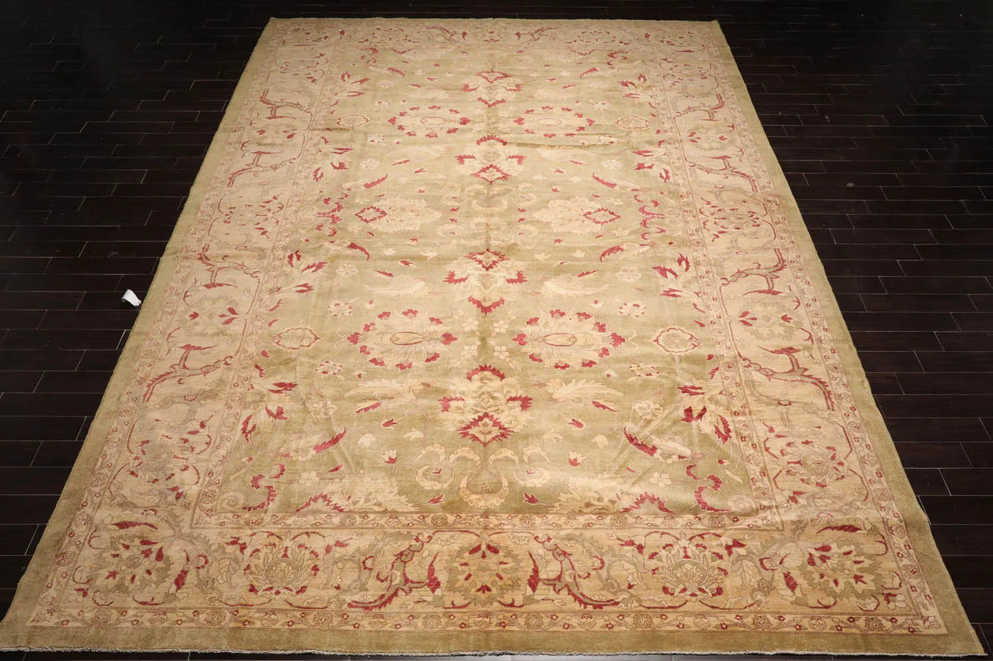 12'6''x17'11'' Palace Pistacchio, BeigeHand Knotted 100% Wool Chobi Peshawar Traditional Oriental Area Rug