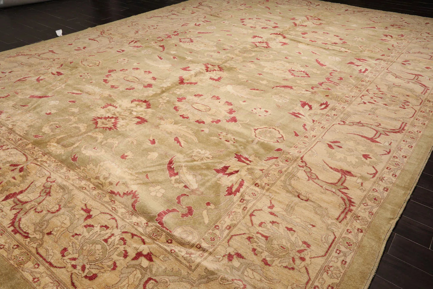 12'6''x17'11'' Palace Pistacchio, BeigeHand Knotted 100% Wool Chobi Peshawar Traditional Oriental Area Rug