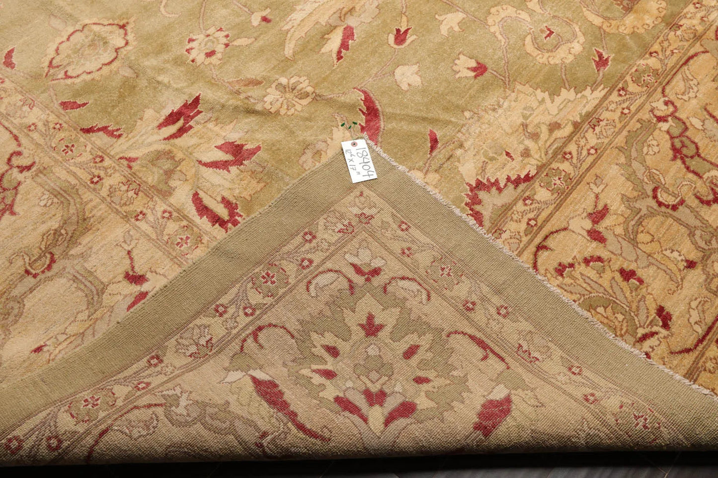 12'6''x17'11'' Palace Pistacchio, BeigeHand Knotted 100% Wool Chobi Peshawar Traditional Oriental Area Rug